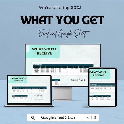 Advertising Vendor Payment Tracker Template, Marketing Expense Spreadsheet, Invoice & Payment Log, ROI Budget Tracker