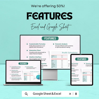 Profit Calculator Sheet | Google Sheets for Business | Income & Expense Tracker | Profit Analysis Tool | Editable Financial Spreadsheet
