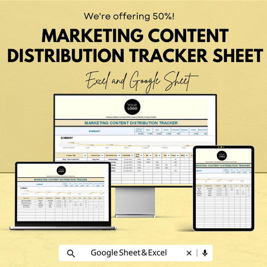 Marketing Content Distribution Tracker | Excel and Google Sheets Template | Social Media & Content Strategy Planner
