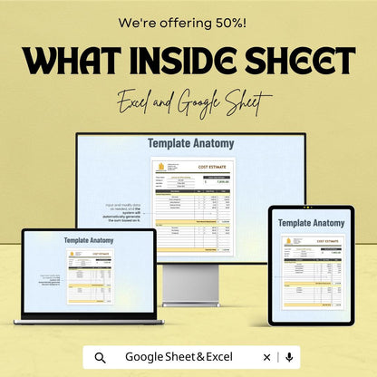 Construction Cost Estimate Template | Excel & Google Sheets | Building Cost Estimator | Contractor Budget Spreadsheet