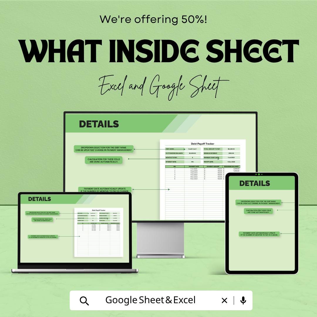 Debt Payoff Tracker Template | Debt Snowball Spreadsheet | Debt Payment Planner | Loan Tracker | Credit Card Payoff Sheet