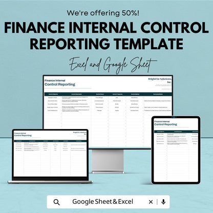 Finance Internal Control Reporting Template, Internal Control Log, Financial Compliance Report, Audit Control Spreadsheet,