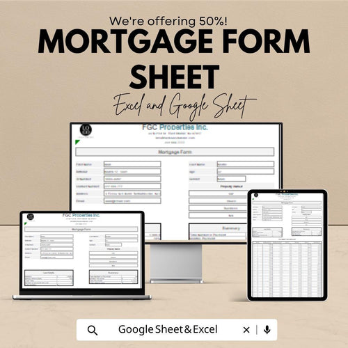 Mortgage Form Template - Easy Loan Application Form for Lenders and Borrowers | Excel & Google Sheet | Customizable Mortgage Calculator