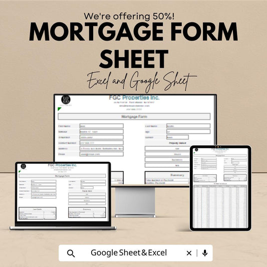 Mortgage Form Template - Easy Loan Application Form for Lenders and Borrowers | Excel & Google Sheet | Customizable Mortgage Calculator