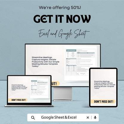 Simple Meeting Minutes Template | Meeting Notes Tracker | Business Meeting Agenda | Corporate Meeting Log | Editable Meeting Record