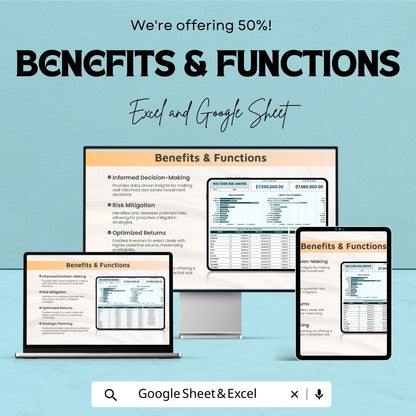 Real Estate Deal Analysis Template | Property Investment Analysis Spreadsheet | Real Estate ROI Calculator | Excel & Google Sheets