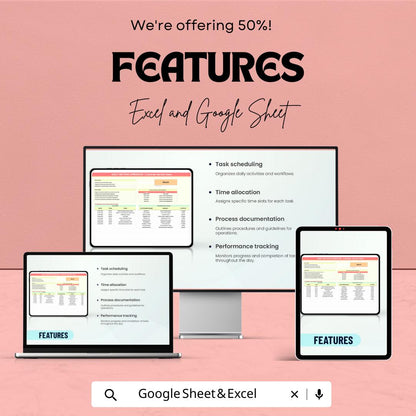Daily Method Operation Template, Daily Operations Planner, Task and Schedule Tracker, Team Workflow Sheet, Excel & Google Sheets