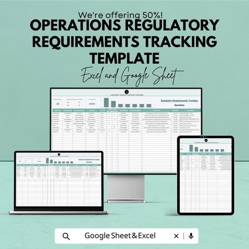 Operations Regulatory Requirements Tracking Template | Compliance Tracker | Excel & Google Sheets