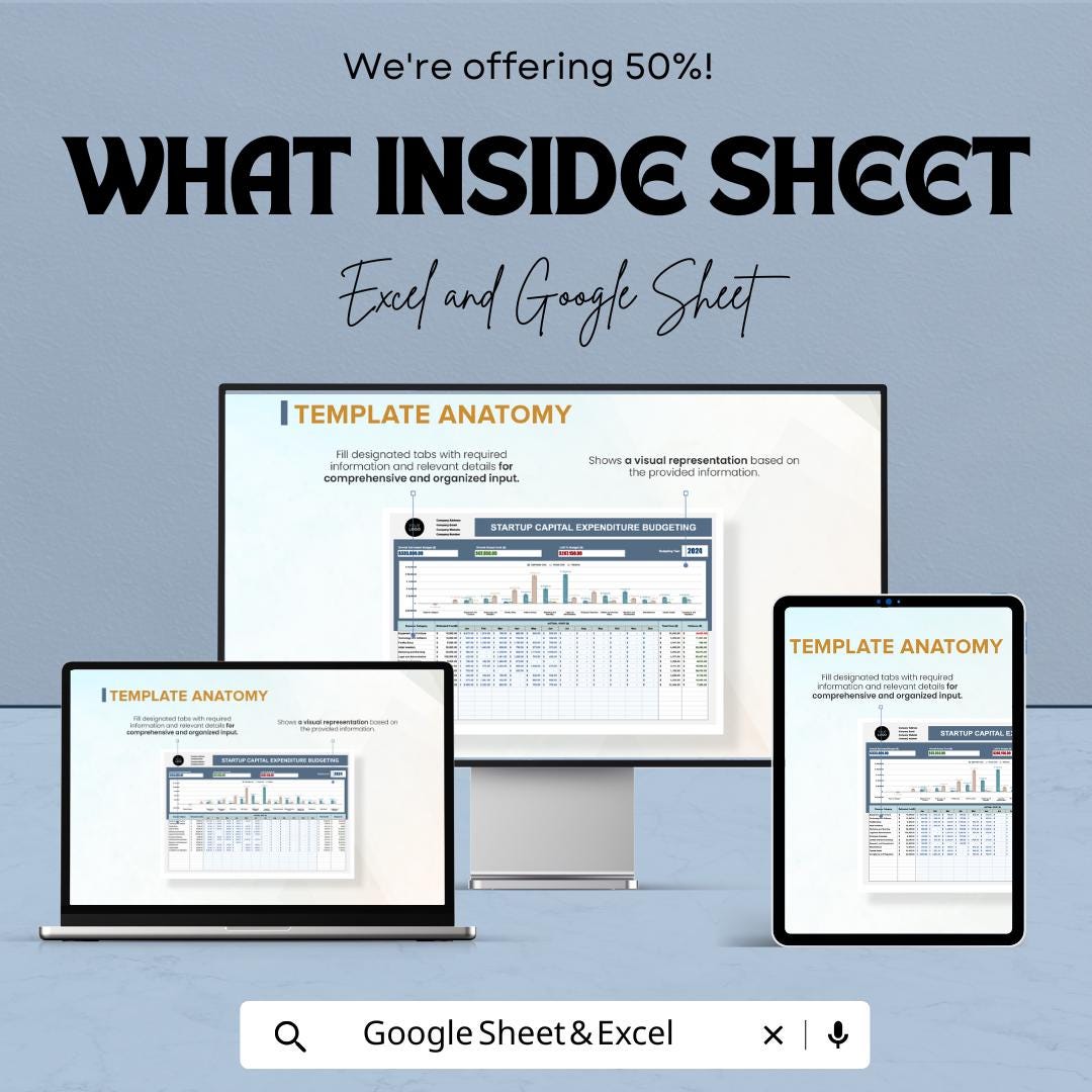 Startup Capital Expenditure Budget Sheet - Excel & Google Sheets for Effective Capital Management