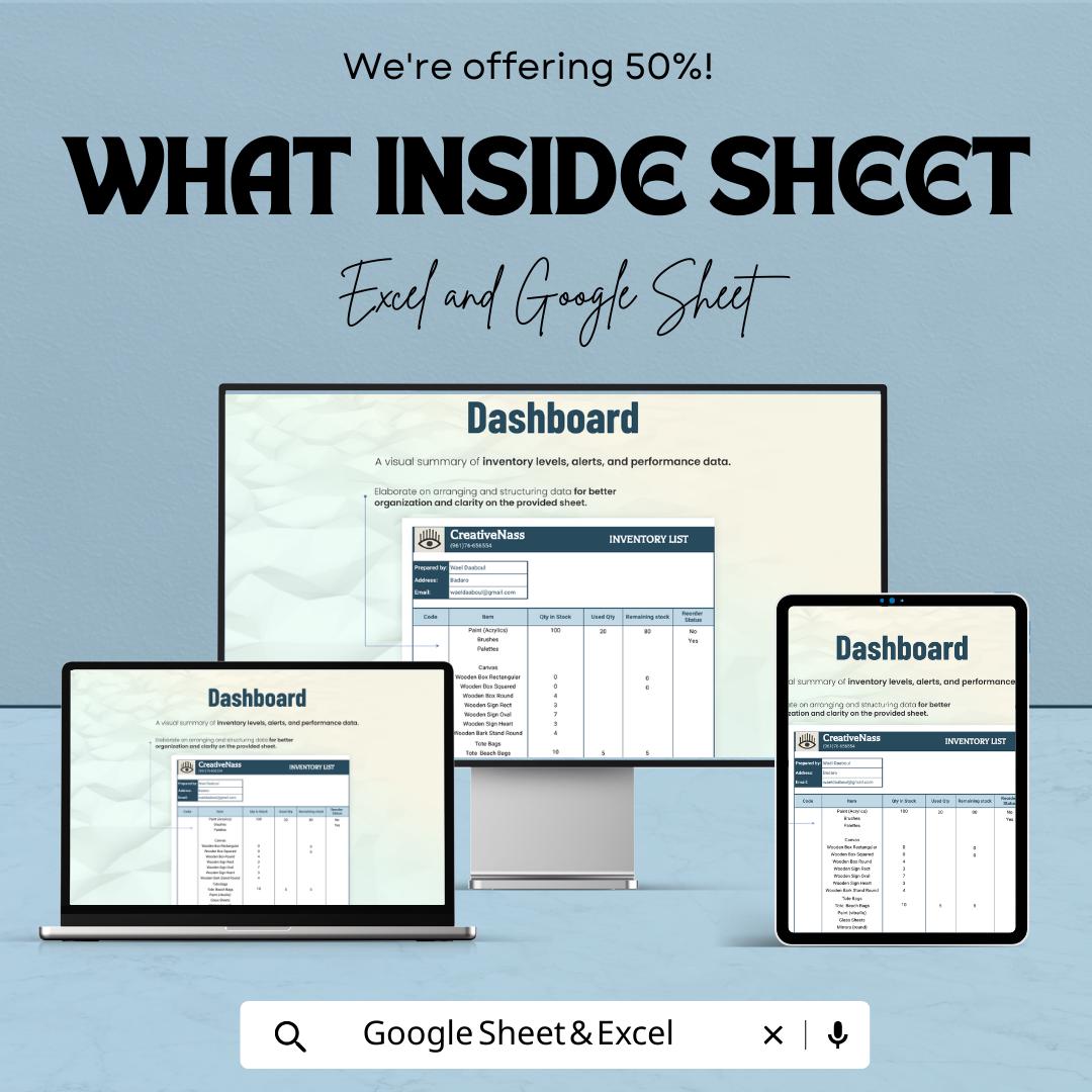 Inventory Control Template | Stock Management Spreadsheet | Excel & Google Sheets Inventory Tracker | Small Business Inventory List
