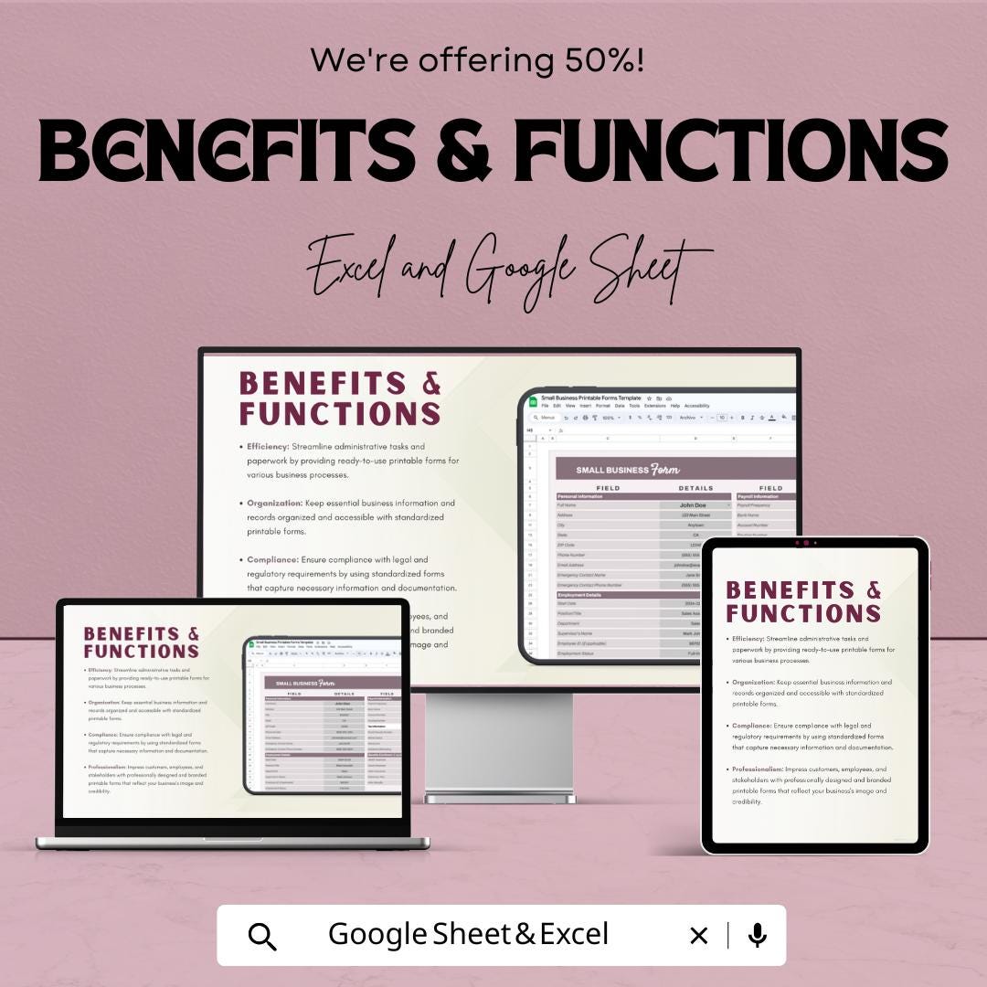 Small Business Printable Forms Template | Business Forms Bundle | Small Business Worksheets | Printable Office Forms