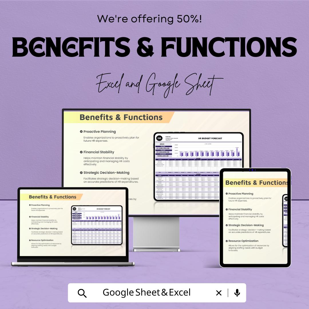 HR Budget Forecast Template | Excel & Google Sheets | HR Cost Planning, Workforce Budget, Salary Forecast, Business Finance Tool