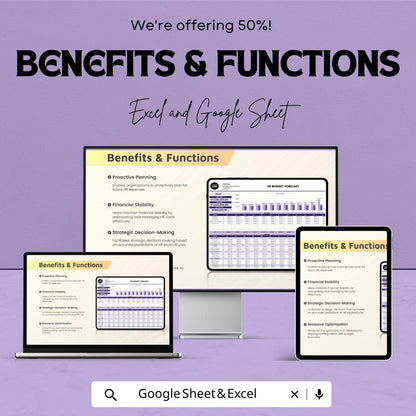 HR Budget Forecast Template | Excel & Google Sheets | HR Cost Planning, Workforce Budget, Salary Forecast, Business Finance Tool