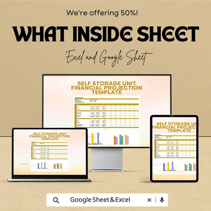 Self Storage Unit Financial Projection Template | Storage Business Forecast | Revenue & Expense Model | Financial Planning Spreadsheet