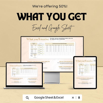 Job Ad Conversion Funnel Analysis HR Template | Hiring Funnel Dashboard | Recruitment Metrics | Excel & Google Sheets