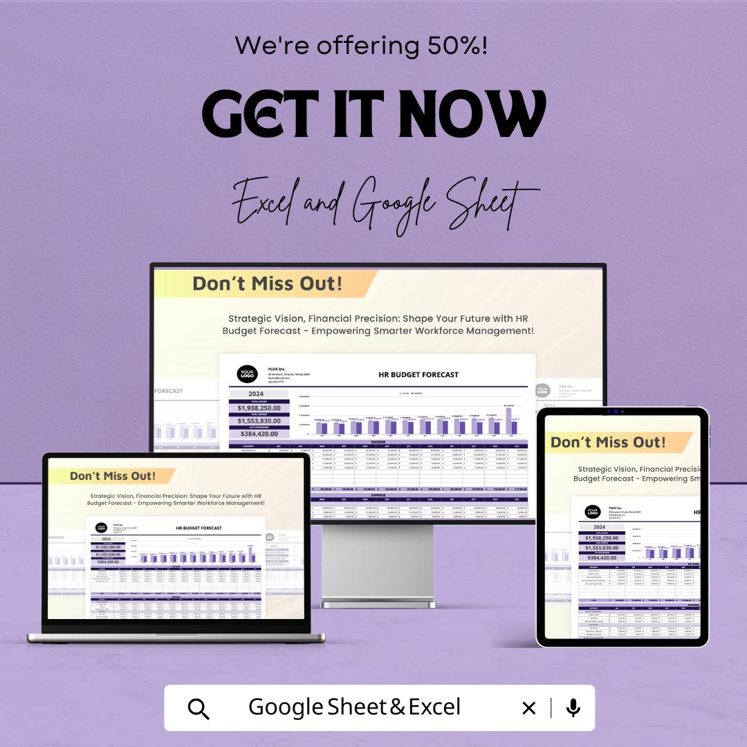 HR Budget Forecast Template | Excel & Google Sheets | HR Cost Planning, Workforce Budget, Salary Forecast, Business Finance Tool