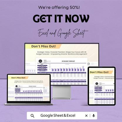 HR Budget Forecast Template | Excel & Google Sheets | HR Cost Planning, Workforce Budget, Salary Forecast, Business Finance Tool