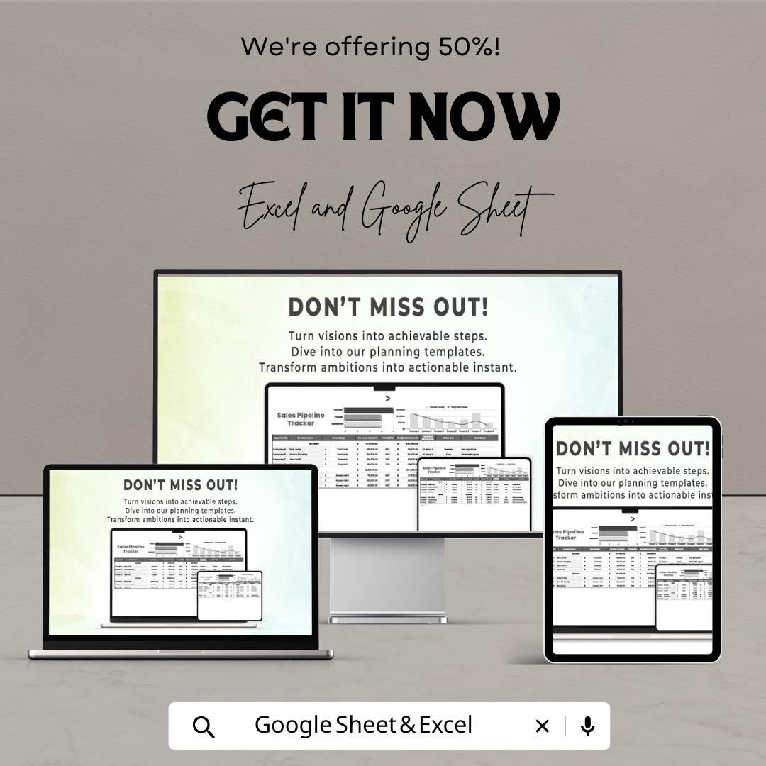 Sales Pipeline Tracker Template, CRM Sales Spreadsheet, Deal Tracking Sheet, Sales Forecast Tracker, Excel and Google Sheets
