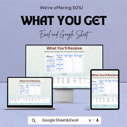 Invoice Processing Workflow Template | Accounts Payable Tracker | Invoice Management System | Payment Tracker