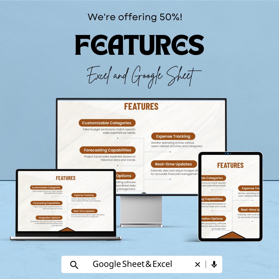 Sales Budget Template | Excel and Google Sheets Sales Forecasting Tool | Expense Tracking and Profit Analysis | Business Budget Planner