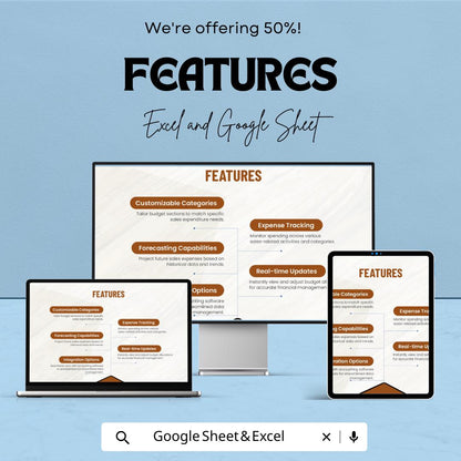 Sales Budget Template | Excel and Google Sheets Sales Forecasting Tool | Expense Tracking and Profit Analysis | Business Budget Planner