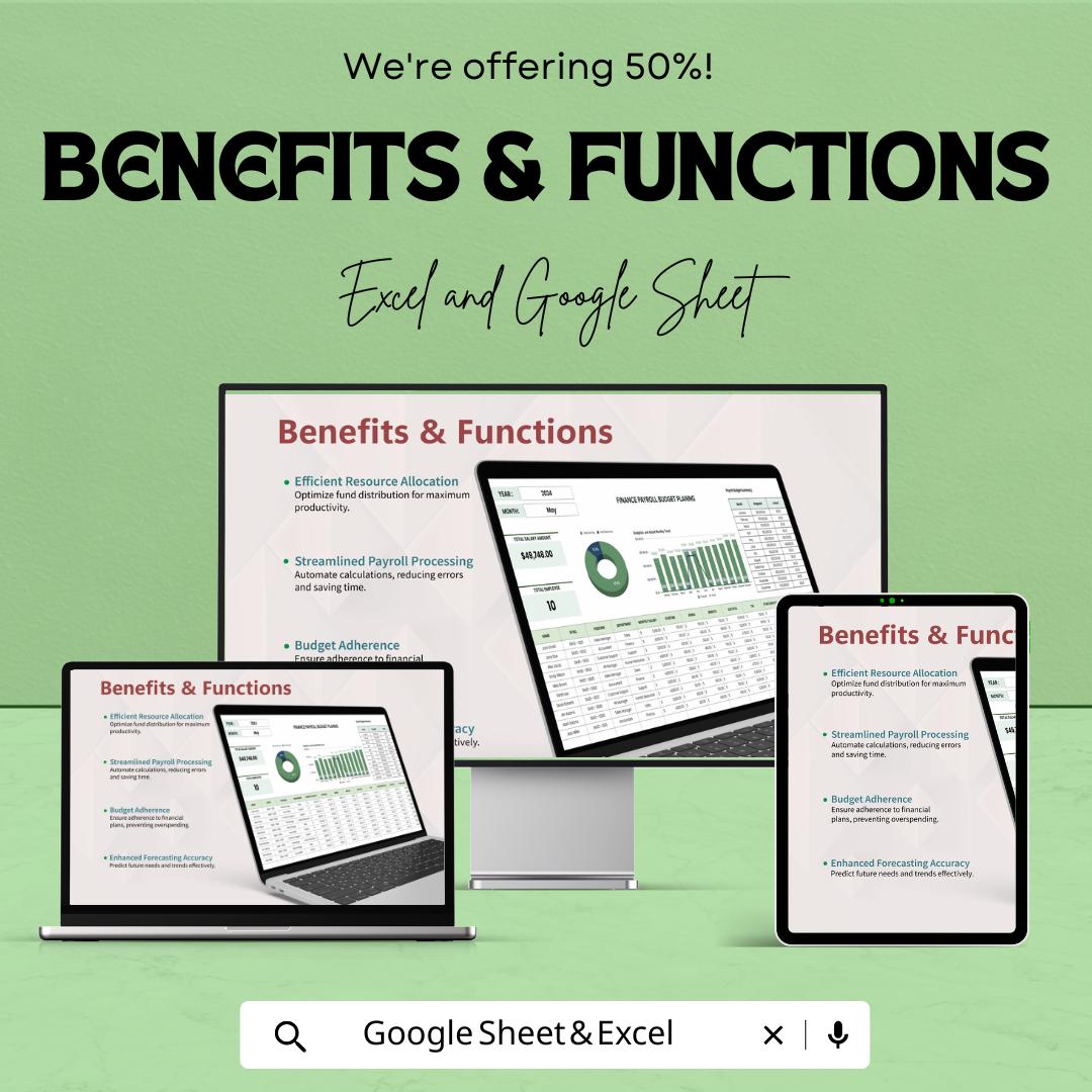 Finance Payroll Budget Planning Sheet - Google Sheet Template | Budget Planner for Payroll Expenses | Automated Financial Management Tool