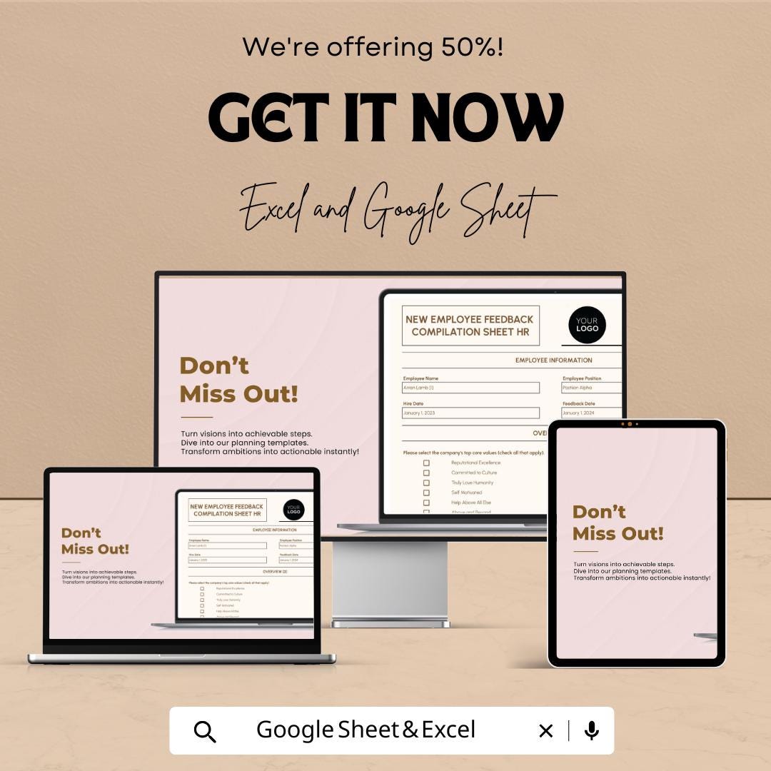 New Employee Feedback Compilation Sheet HR Template | Employee Evaluation Form | HR Performance Review | Excel & Google Sheets