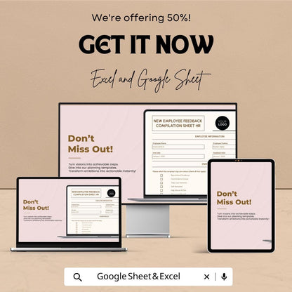 New Employee Feedback Compilation Sheet HR Template | Employee Evaluation Form | HR Performance Review | Excel & Google Sheets