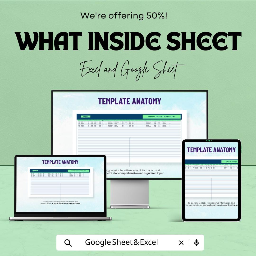 Payable Account Forecasting Template | Accounts Payable Tracker | Cash Flow Forecast | Vendor Payment Log | AP Schedule Sheet