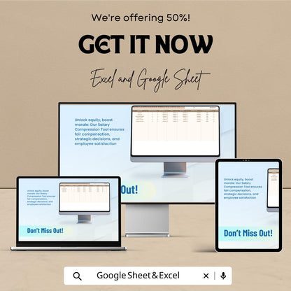 Salary Compression Analysis Tool | HR Salary Equity Excel & Google Sheet | Compensation Management Tracker | HR Dashboard