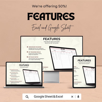 Book Planner Template | Reading Tracker Spreadsheet | Book Journal | TBR List Organizer | Google Sheets & Excel | Reading Log |