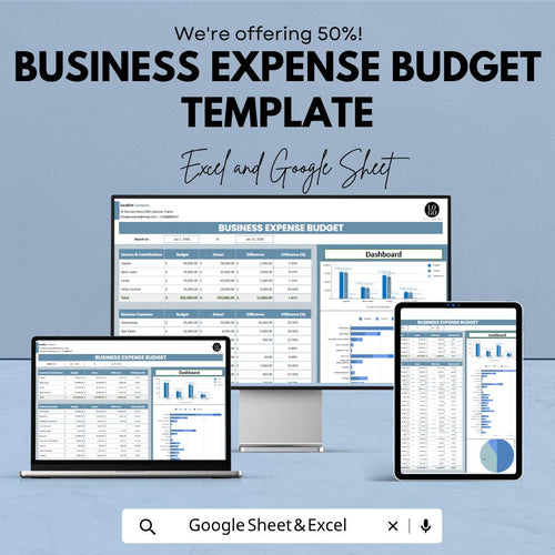 Business Expense Budget Template | Expense Tracker | Budget Spreadsheet | Small Business Finance Planner | Cost Tracker Dashboard