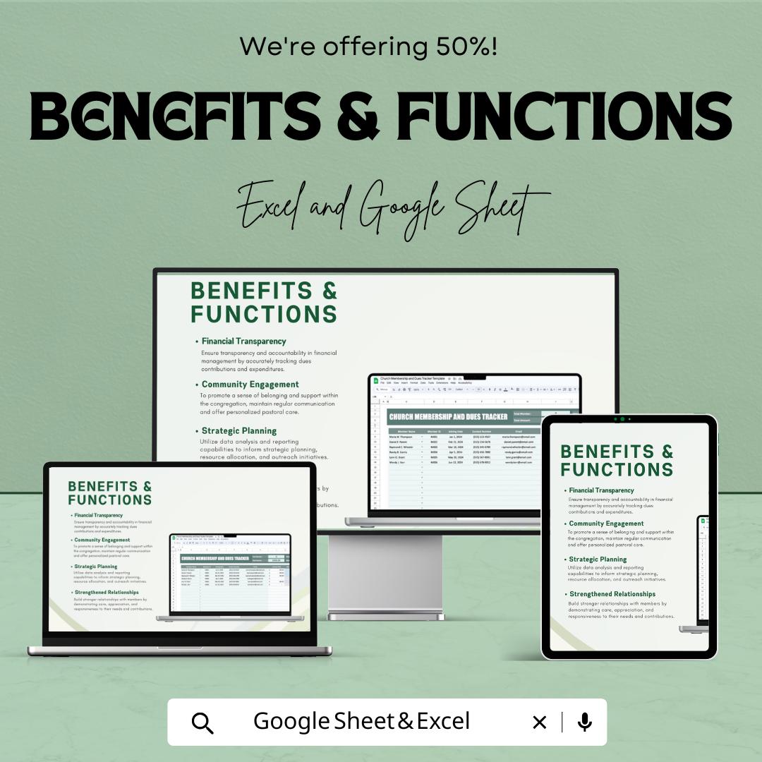Church Membership and Dues Tracker Template | Tithes and Offerings Tracker | Church Finance Spreadsheet | Membership Database