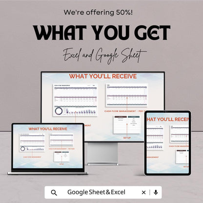 Cash Flow Management Template | Cash Flow Spreadsheet | Business Finance Tracker | Excel & Google Sheets | Cash Inflow Outflow Planner