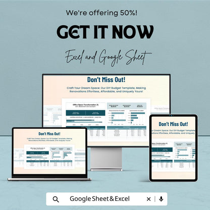 DIY Renovation Budget Template | Home Renovation Budget Spreadsheet | Excel & Google Sheets Remodel Planner | Project Cost Tracker