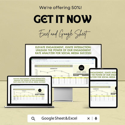 Social Media Engagement Rate Analyzer Template | Social Media Analytics Tracker | Engagement Rate Calculator | Marketing Report Template