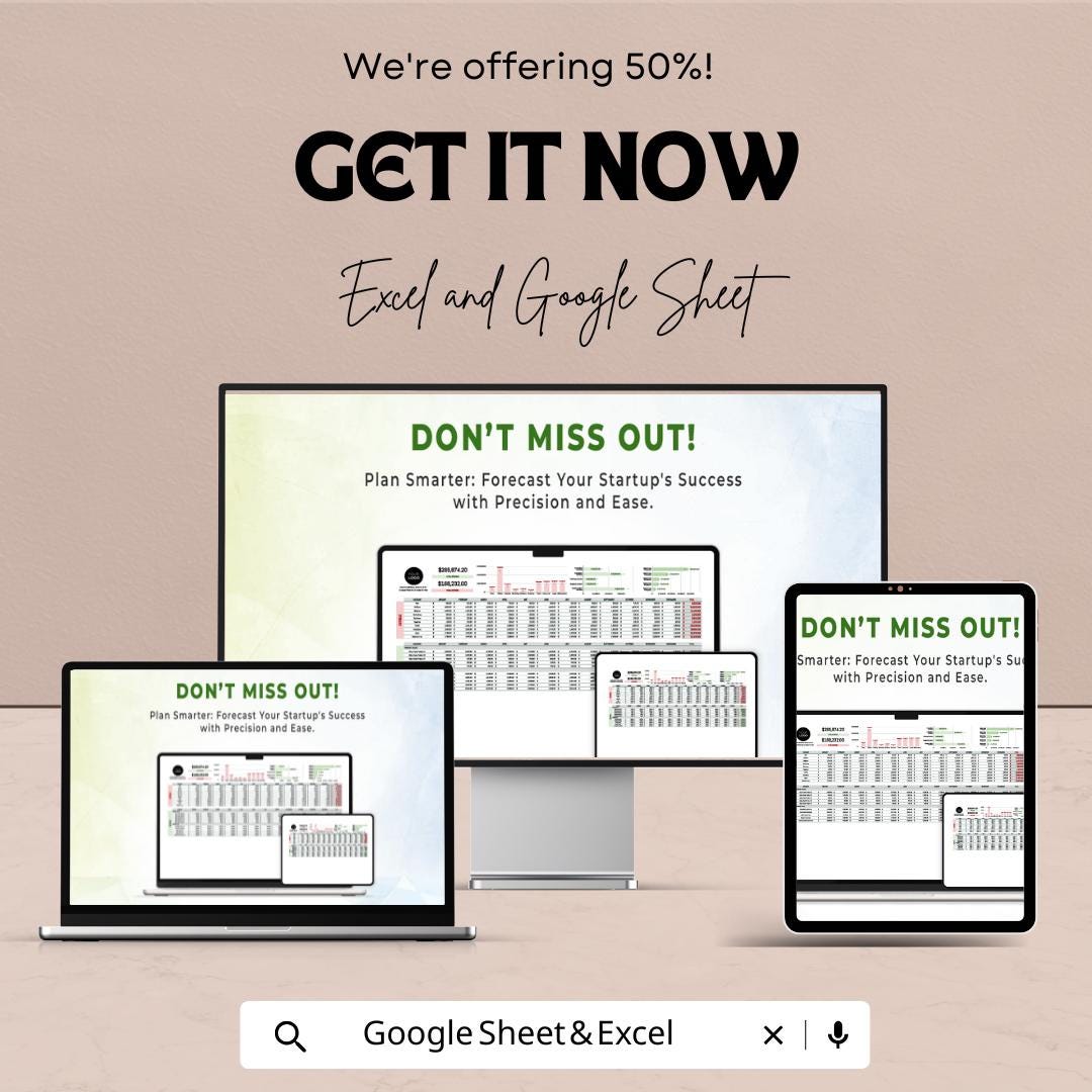 Startup Expense and Revenue Projection Sheet | Excel & Google Sheet | Financial Planning Template | Business Budget | Cash Flow Forecasting