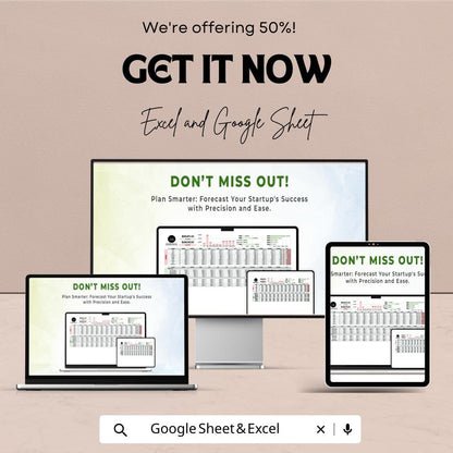 Startup Expense and Revenue Projection Sheet | Excel & Google Sheet | Financial Planning Template | Business Budget | Cash Flow Forecasting