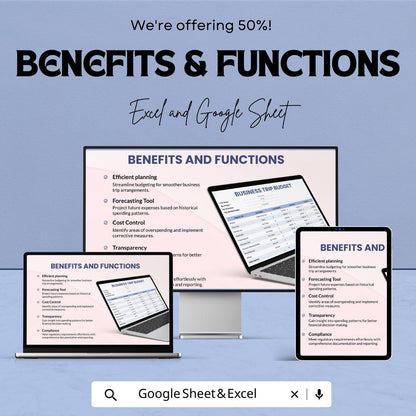 Business Trip Budget Template, Travel Expense Tracker, Corporate Travel Planner, Trip Cost Spreadsheet, Excel & Google Sheets