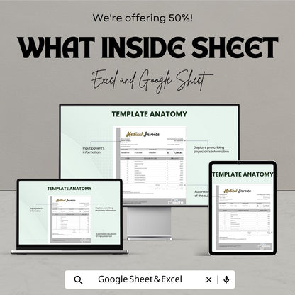 Medical Bill Invoice Sheet – Excel and Google Sheet Template | Healthcare Billing & Payment Tracking | 50% Off