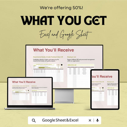 Departmental Buddy & Guide Feedback Sheet HR Template | Employee Onboarding Feedback | Excel and Google Sheets