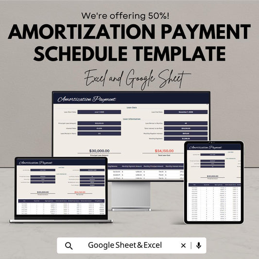 Amortization Payment Schedule Template | Loan Payment Tracker Spreadsheet | Mortgage Calculator Template