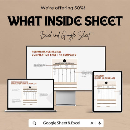 Performance Review Compilation Sheet HR Template | Employee Evaluation Tracker | Performance Review Form | Excel & Google Sheets