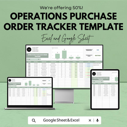 Operations Purchase Order Tracker Template | PO Tracking Spreadsheet | Excel & Google Sheets