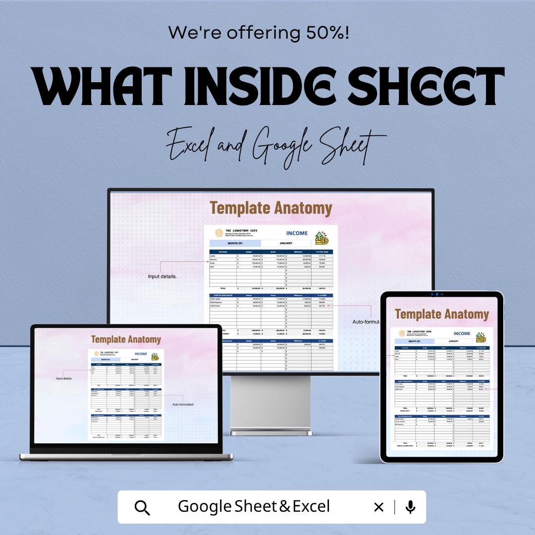 Monthly Sales Budget Template | Sales Budget Spreadsheet | Revenue Tracker Template | Sales Forecast Planner