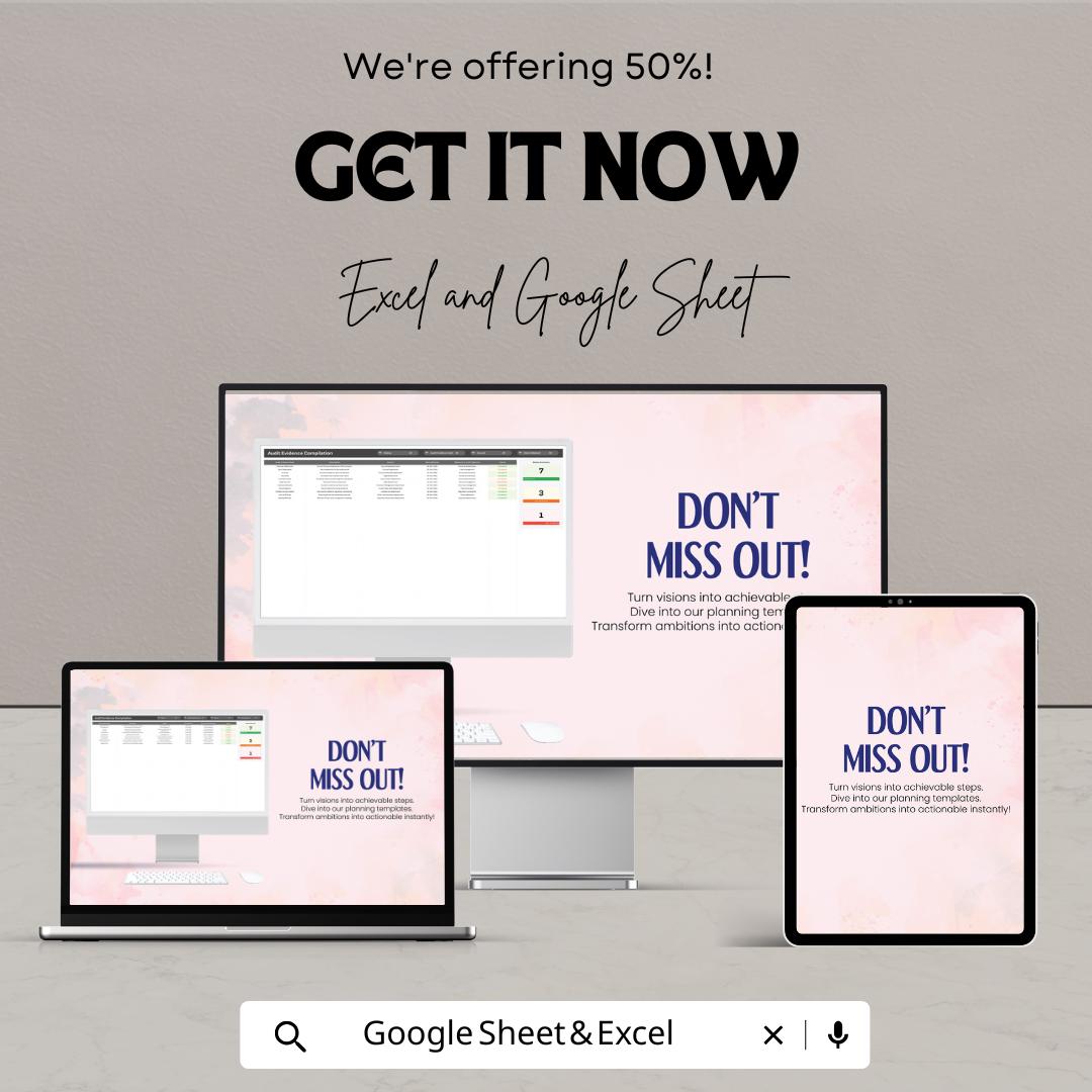 Internal Audit Evidence Compilation Sheet Template | Audit Evidence Tracker | Internal Control Documentation | Audit Checklist Spreadsheet