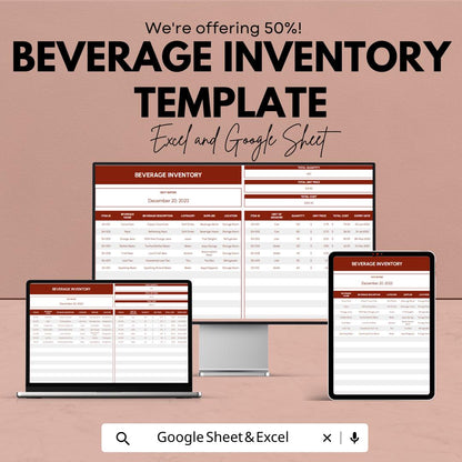Beverage Inventory Template | Excel and Google Sheets Stock Tracker | Bar and Restaurant Supply Management | Drink Inventory Log | Beverage