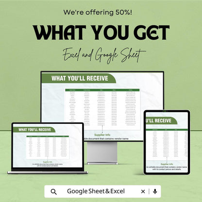 Supplier Sign In Sheet Template | Vendor Log Sheet | Excel and Google Sheets | Supplier Attendance Register | Business Tracking Template