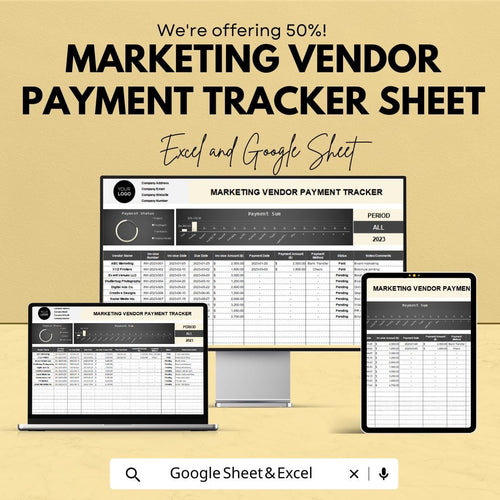 Marketing Vendor Payment Tracker | Google Sheets and Excel Template | Event Vendor Budget & Invoice Organizer