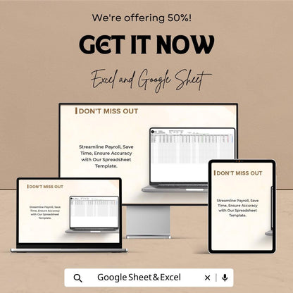 Startup Payroll Calculation Spreadsheet Template | Excel and Google Sheets | Payroll Calculator | Employee Salary & Payslip Tracker